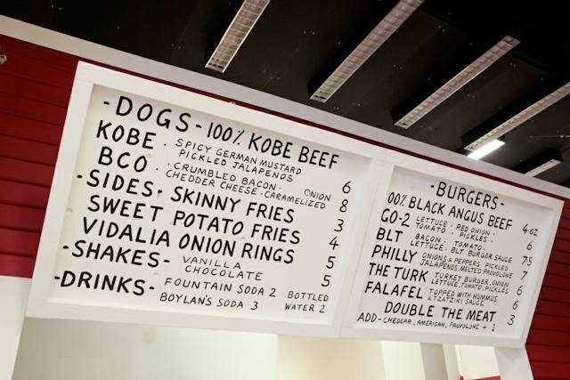The Go Burger menu